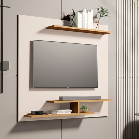 Painel Osiris para Tvs de até 32" com 3 Praleteiras Moderno:branco