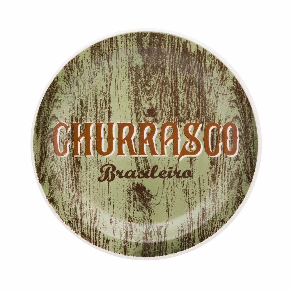 Kit 4 Pratos Rasos Churrasco Verde Green Oxford® Ceramica 26cm - 1