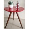 Mesa de canto tampo 40 cm Cor Vermelha Com Vidro Pé Palito Alt 50/60/70 Cm - 50 CM - 2