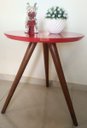 Ver imagem 3 de Mesa de canto tampo 40 cm Cor Vermelha Com Vidro Pé Palito Alt 50/60/70 Cm - 50 CM