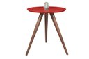 Ver imagem 1 de Mesa de canto tampo 40 cm Cor Vermelha Com Vidro Pé Palito Alt 50/60/70 Cm - 50 CM