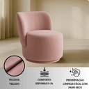 Ver imagem 4 de Poltrona Orgânica Redonda Estofada Veludo Rose Luxo Moderna Confortável P/ Sala Espera Recepção Hall
