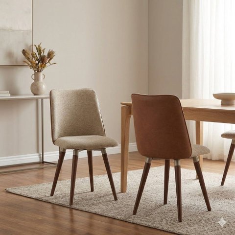 Kit 2 Cadeiras Giratórias com Pés em Madeira Maciça Dakota