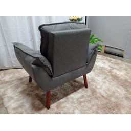 Poltrona Decorativa Opala Suede Cinza Escuro-PANDORA DECOR - 4