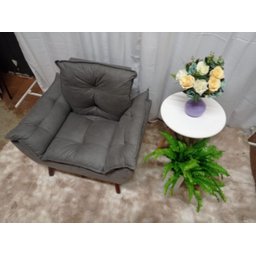 Poltrona Decorativa Opala Suede Cinza Escuro-PANDORA DECOR - 2