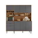 Ver imagem 1 de Cozinha Compacta Viena 8 Portas e 2 Gavetas Lukaliam Móveis Jequitiba/cinza Fosco