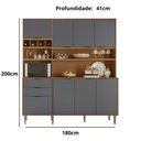 Ver imagem 3 de Cozinha Compacta Viena 8 Portas e 2 Gavetas Lukaliam Móveis Jequitiba/cinza Fosco