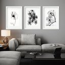 Ver imagem 2 de Kit 3 Quadros Grandes Flores Pretas I - 60x48cm:moldura Preta