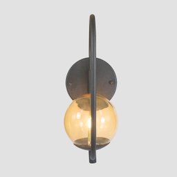 Arandela Online Preta Globo de Vidro Ambar + Led 5w - 5