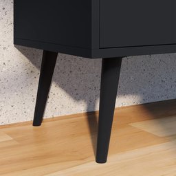 Aparador Buffet Pequeno Retrô Cantinho Café Sala Escritório Cozinha Wood New Simples -Preto/ - 6