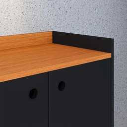 Aparador Buffet Pequeno Retrô Cantinho Café Sala Escritório Cozinha Wood New Simples -Preto/ - 5