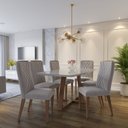 Ver imagem 7 de Kit 2 Cadeiras para Sala de Jantar com Pés em Madeira Natural Megan Cinza/Marrom