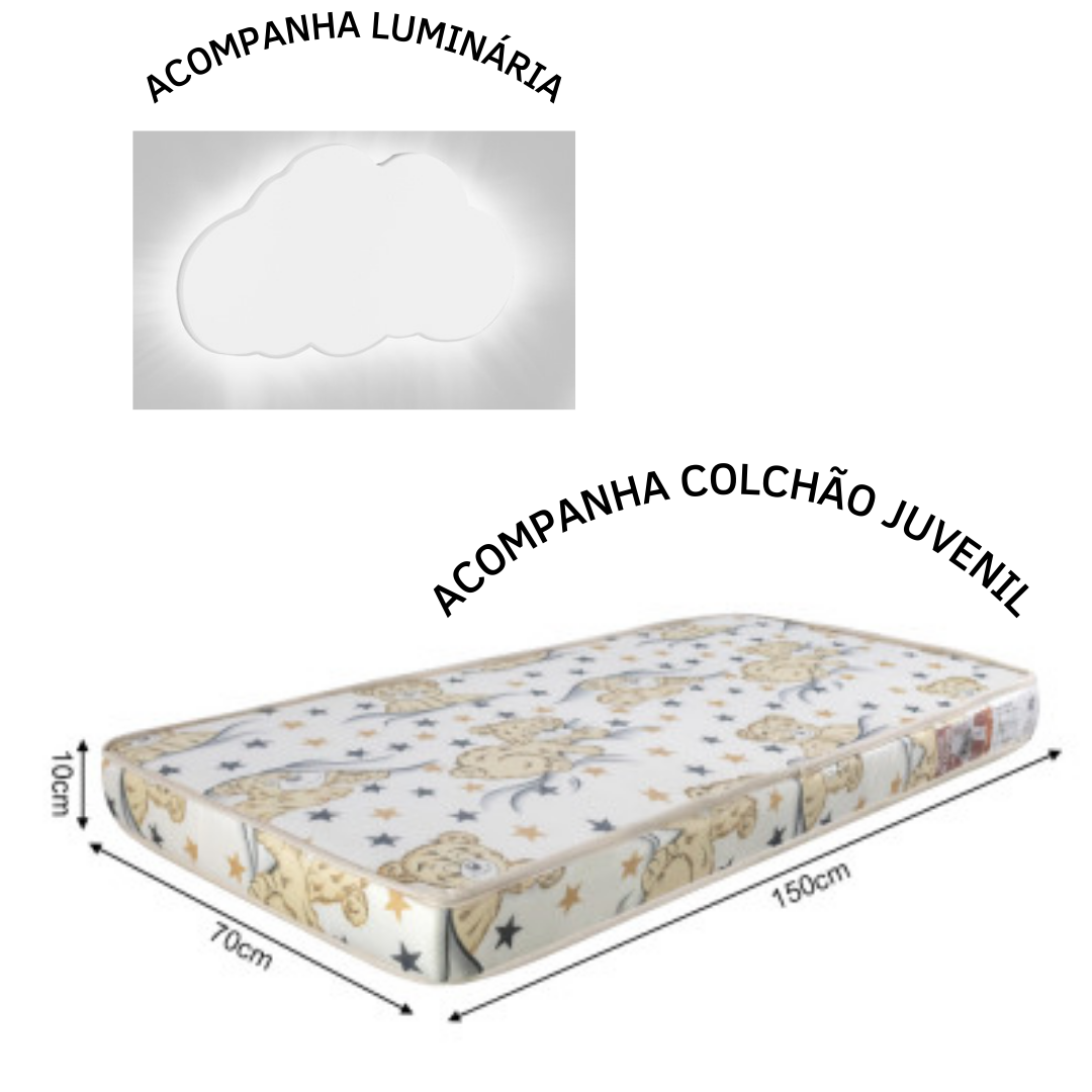 Cama Infantil Mavi com Colchão e Luminária - 4