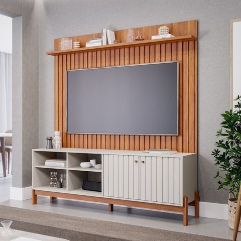 Rack com Painel Ripado para TV de até 70 Polegadas 100% MDF Trend Espresso Móveis Marrom