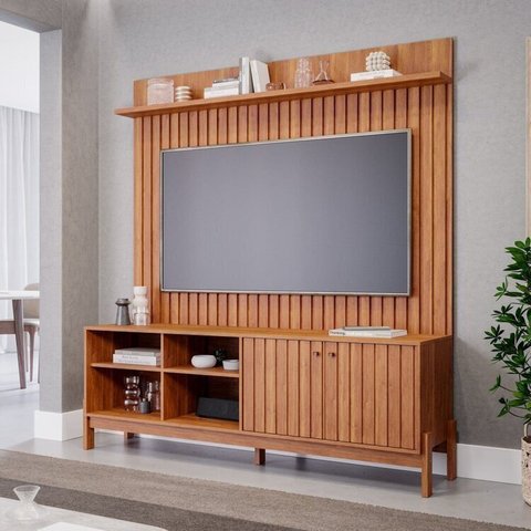 Rack com Painel Ripado para TV de até 70 Polegadas 100% MDF Trend Espresso Móveis Marrom