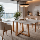 Ver imagem 1 de Mesa de Jantar Retangular 120x80cm 6 Lugares MDF Tampo Vidro Cozinha Sala Apartamento Pequena