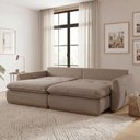 Ver imagem 5 de Sofá Cama 3 Lugares Retrátil Reclinável 230cm Linho com Molas Ensacadas Apolo Yescasa Bege Médio