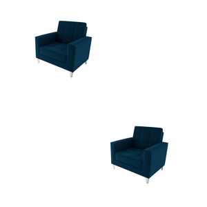 Kit 2 Poltronas Decorativa Thainá Veludo Azul