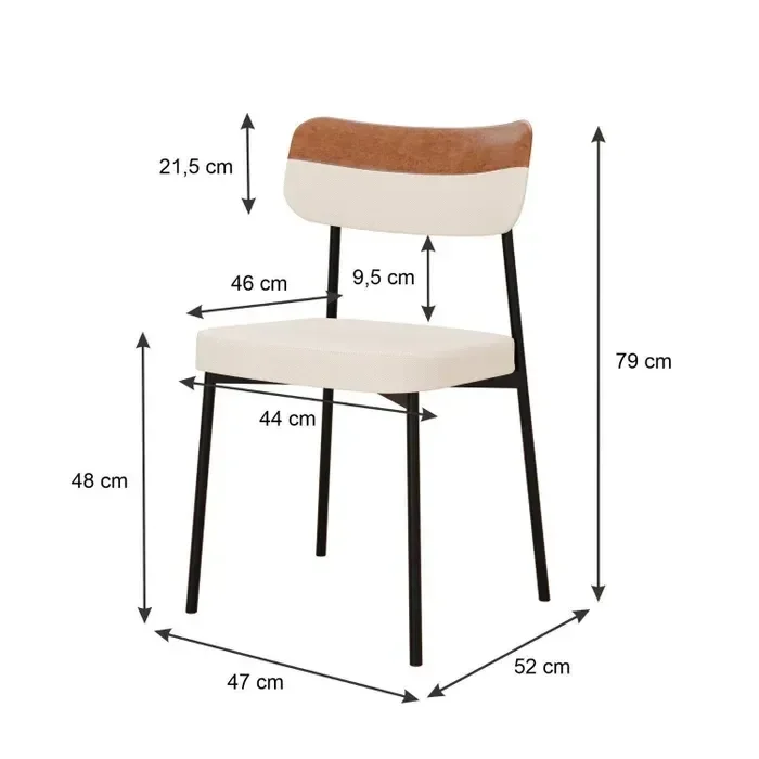 Ver imagem 3 de Kit com 6 Cadeiras para Sala de Jantar Mona Yescasa Bege/Areia Corriente/Caramelo
