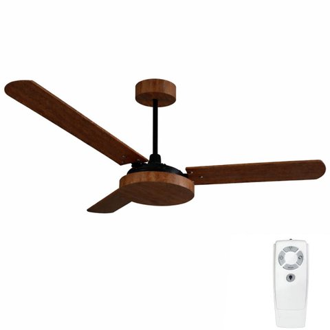 Ventilador de Teto com Controle Remoto Natuvent Vitta sem Luz 3 Pás Madeira Mdf Imbuia
