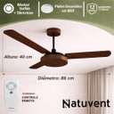 Ver imagem 4 de Ventilador de Teto com Controle Remoto Natuvent Vitta sem Luz 3 Pás Madeira Mdf Imbuia