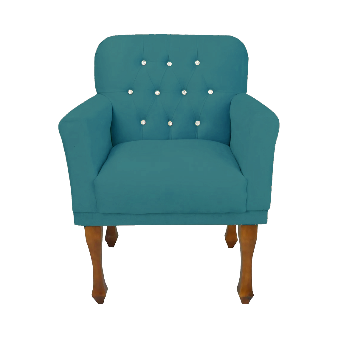 Kit 2 Poltronas Estofada com Botões de Strass Anitta Suede Azul Turquesa Dl Decor - 2
