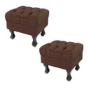 Ver imagem 1 de Kit 02 Puffs Decorativo Em Captonê Retrô Luis Xv Suede Marrom - LM DECOR