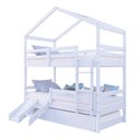 Ver imagem 1 de Treliche Solteiro Casinha com Escorregador Grade de Proteção Madeira Maciça Branco