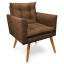 Ver imagem 4 de Kit 2 Poltronas e Namoradeira 2 Lugares Olivia Suede Pés Palito Castanho - Pallazio - Marrom