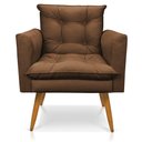 Ver imagem 5 de Kit 2 Poltronas e Namoradeira 2 Lugares Olivia Suede Pés Palito Castanho - Pallazio - Marrom