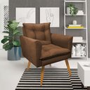 Ver imagem 2 de Kit 2 Poltronas e Namoradeira 2 Lugares Olivia Suede Pés Palito Castanho - Pallazio - Marrom