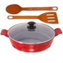 Ver imagem 1 de Frigideira Vermelho Antiaderente Cerâmica Talher 05 AA 30cm