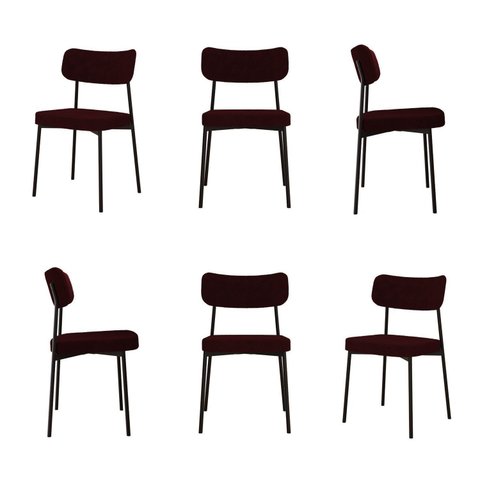 Kit com 6 Cadeiras para Sala de Jantar Mona Yescasa Vermelho/Bordô