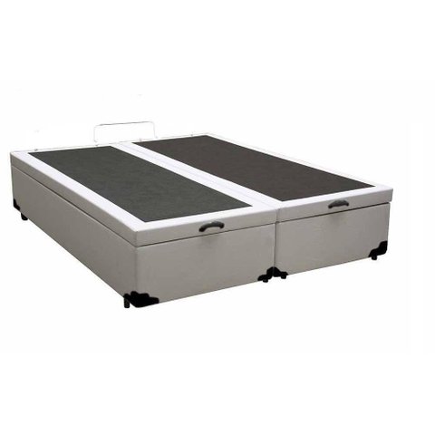 Cama Box Baú Casal Bipartido Corino Cinza com Pistões a Gás