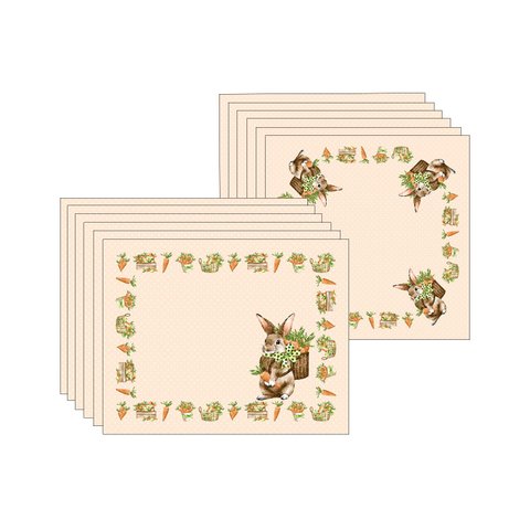 Kit Jogo Americano + Guardanapo Cenoura/salmão - 6 Peças