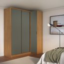 Ver imagem 1 de Guarda Roupa de Canto Porta de Correr 3 Portas Mdf Altezza Clean Belmax:freijó/titânio