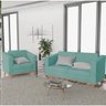 Kit Sofá 2 Lugares e Poltrona Europa Suede Azul Tiffany - Amarena Móveis - 2