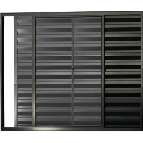 Janela de Aluminio Veneziana 3 Folhas sem Grade Linha Leve:1,00 X 1,00/preto