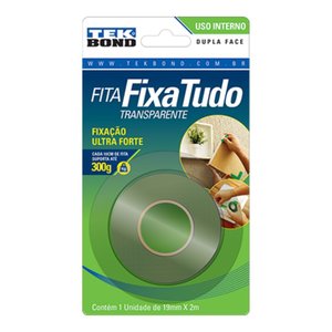 Fita Acrílica Dupla Face Fixa Tudo Uso Interno 19mm X 2m Incolor Tekbond 01 Unidade