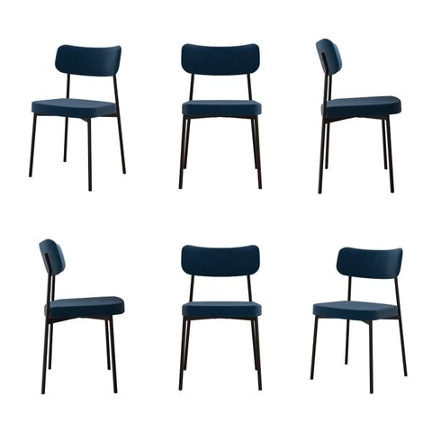 Kit com 6 Cadeiras para Sala de Jantar Mona Yescasa Azul/Blue