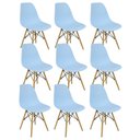 Ver imagem 3 de Kit 9 Cadeiras Charles Eames Eiffel Wood Design Azul Claro