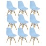 Kit 9 Cadeiras Charles Eames Eiffel Wood Design Azul Claro - 3