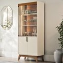 Ver imagem 2 de Cristaleira Portas de Vidro 80cm Cannes Off White/Canela Z30 - Mpozenato