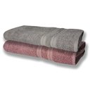 Ver imagem 1 de 2 Toalhas Super Felpudas Grande e Grossa Algodão 80x150 Cinza+rosê