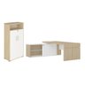 Conjunto Mesa Executiva e Armário Burton Carvalho Branco - 1
