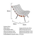 Ver imagem 3 de Poltrona com Puff Costela Sala Quarto Recepção Escritório Esqueleto Base Fixa Veludo Bege