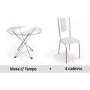 Ver imagem 1 de Conjunto: Mesa de Cozinha Volga c/ Tampo de Vidro 95cm + 4 Cadeiras Lisboa Cromada/Branco -