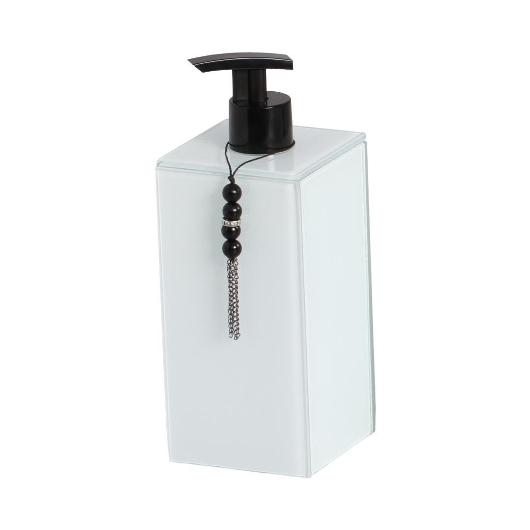 Saboneteira Liquida Vidro Branco Preto 250Ml Lavabo Pia - 1