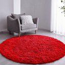 Ver imagem 1 de Tapete Sala Felpudo Peludo Vermelho Redondo 200 Cm