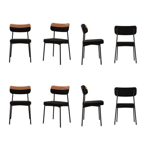 Kit com 8 Cadeiras para Sala de Jantar Mona Yescasa Preto/Caramelo